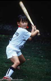 Girl with baseball bat; Size=180 pixels wide